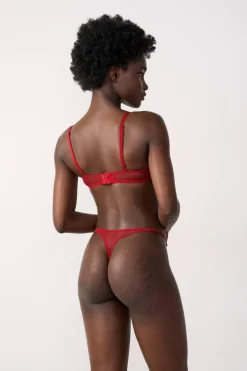 ETAM Braguitas Sexy|Tanga|Tanga de tul bordado ROJO