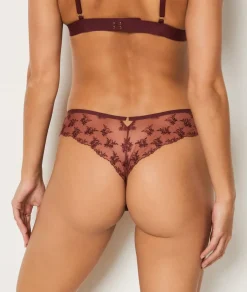 ETAM Tanga Brasileño|Tanga de tul bordado TERRACOTA