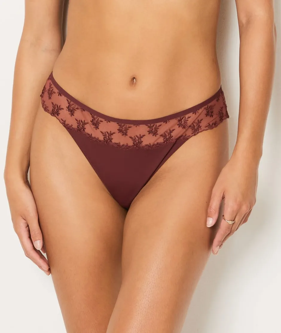 ETAM Tanga Brasileño|Tanga de tul bordado TERRACOTA