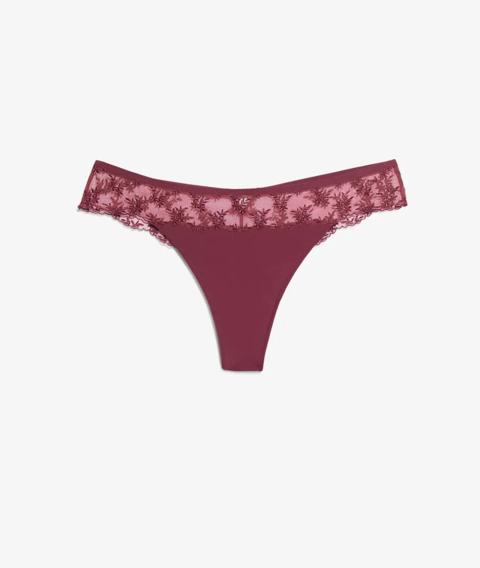 ETAM Tanga Brasileño|Tanga de tul bordado TERRACOTA