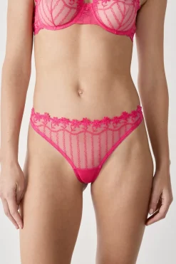ETAM Tanga Brasileño|Tanga de tul con bordado floral FUCSIA