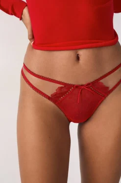 ETAM Braguitas Sexy|Tanga Brasileño|Tanga de tul y encaje CARDINAL
