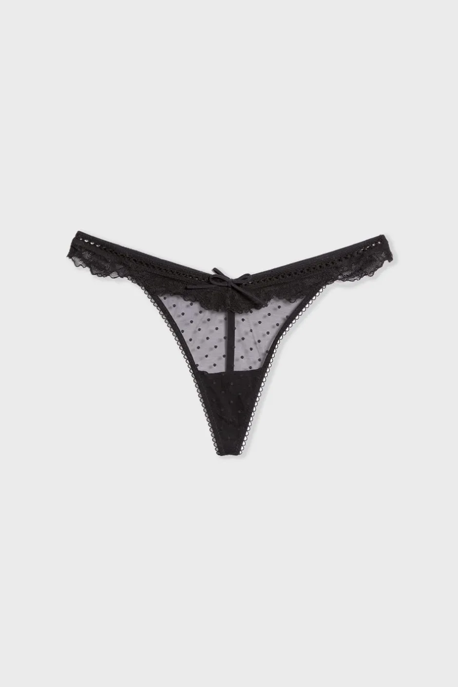 ETAM Braguitas Sexy|Braguitas Encaje|Tanga de tul y encaje NEGRO