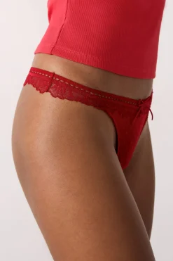 ETAM Braguitas Sexy|Tanga|Tanga de tul y encaje CARDINAL