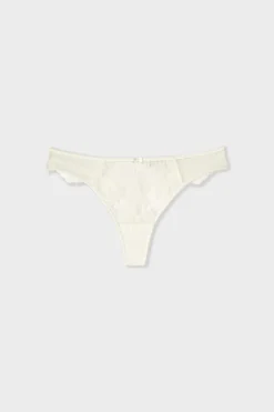 ETAM Braguitas Encaje|Tanga Brasileño|Tanga en dentelle ECRU