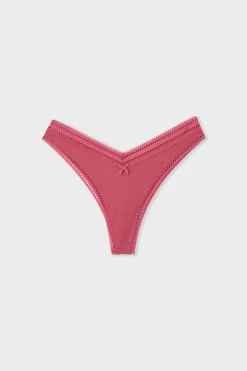 ETAM Tanga Brasileño|Braguitas Party|Tanga en forma de V de microfibra y encaje BLUSH