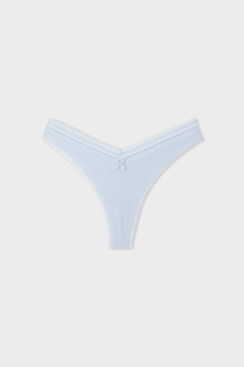 ETAM Tanga Brasileño|Braguitas Party|Tanga en forma de V de microfibra y encaje AZUL CIELO