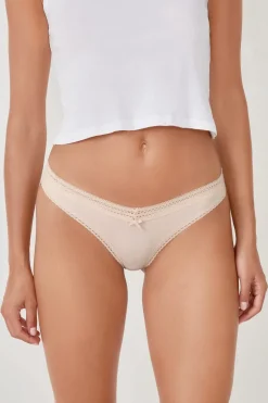 ETAM Tanga Brasileño|Braguitas Party|Tanga en V de microfibra y encaje LINO