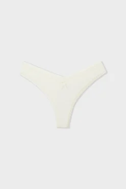 ETAM Tanga Brasileño|Braguitas Party|Tanga en V de microfibra y encaje BLANCO