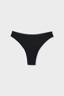 ETAM Tanga Brasileño|Braguitas Menstruales|Tanga menstrual - Flujo ligero NEGRO