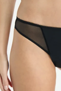 ETAM Tanga Brasileño|Braguitas Menstruales|Tanga menstrual - Flujo ligero NEGRO