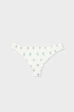 ETAM Tanga Brasileño|Tanga satinado estampado ESTAMPADO FONDO BLANCO