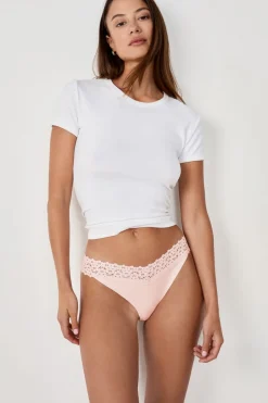 ETAM Tanga Brasileño|Tanga V-shape de microfibra y encaje ROSA
