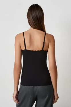 ETAM Cuello En V|Tops Sin Mangas|Top 100% algodón NEGRO