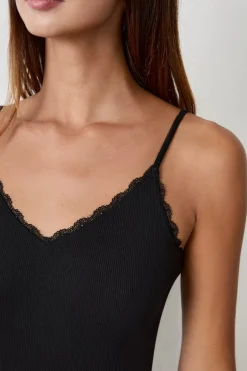 ETAM Cuello En V|Tops Sin Mangas|Top 100% algodón NEGRO