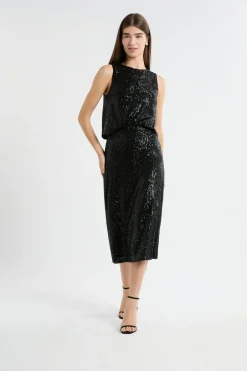 ETAM Cuello Redondo|Top à sequins NOIR