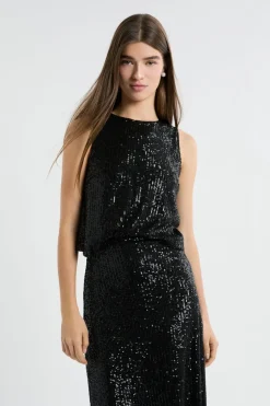 ETAM Cuello Redondo|Top à sequins NOIR