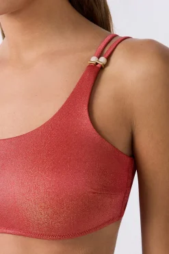 ETAM Tops Brassiere|Top bikini asimétrico brillante NARANJA