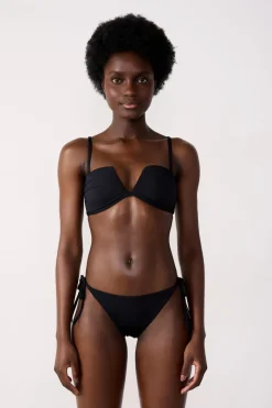 ETAM Bandeau|Top bikini bandeau con copa fina y tirantes removibles NEGRO
