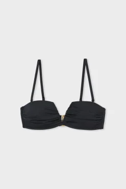 ETAM Bandeau|Top bikini bandeau con copa fina y tirantes removibles NEGRO