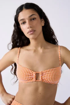 ETAM Bandeau|Top bikini bandeau estampado NARANJA