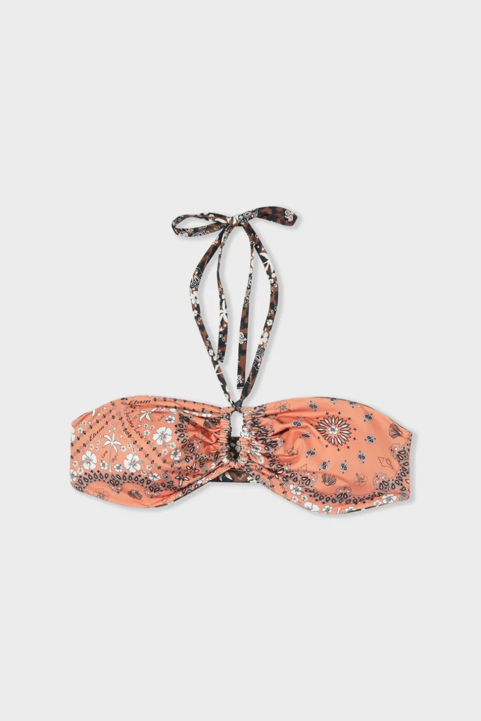 ETAM Bandeau|Top bikini bandeau estampado reversible ESTAMPADO FONDO MARRÓN