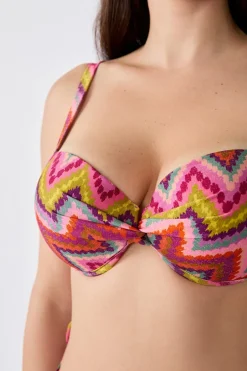 ETAM Con Aro|Top bikini bandeau estampado ROSA