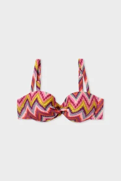 ETAM Con Aro|Top bikini bandeau estampado ROSA