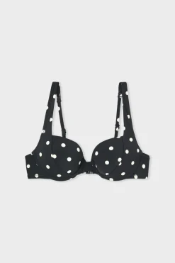 ETAM Push Up|Top bikini push-up de lunares IMP FD NEGRO