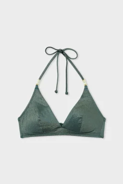 ETAM Triángulos|Top bikini triangular brillante VERDE