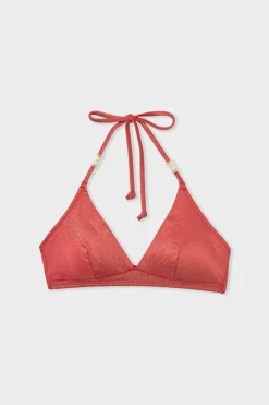 ETAM Triángulos|Top bikini triangular brillante NARANJA