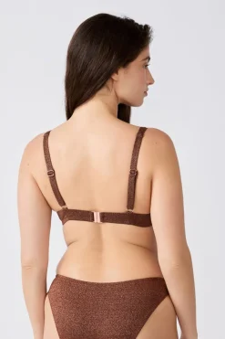 ETAM Con Aro|Top bikini triangular brillante MARRON