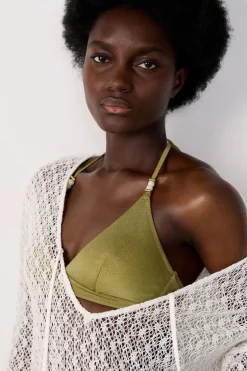 ETAM Triángulos|Top bikini triangular brillante ANIS