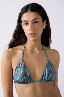 ETAM Triángulos|Top bikini triangular brillante ESTAMPADO