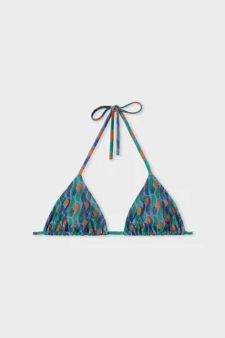 ETAM Triángulos|Top bikini triangular brillante ESTAMPADO
