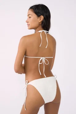 ETAM Triángulos|Top bikini triangular detalle joya BLANCO