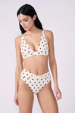 ETAM Triángulos|Top bikini triangular detalle de lunares ESTAMPADO
