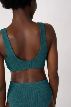 ETAM Triángulos|Top bikini triangular en material elástico VERDE