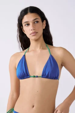 ETAM Triángulos|Top bikini triangular estampado AZUL NOCHE