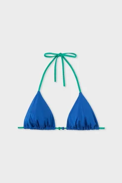 ETAM Triángulos|Top bikini triangular estampado AZUL NOCHE