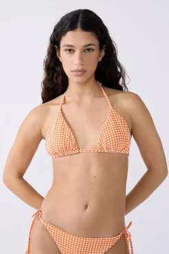 ETAM Triángulos|Top bikini triangular estampado NARANJA