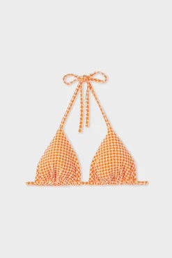ETAM Triángulos|Top bikini triangular estampado NARANJA