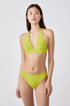 ETAM Triángulos|Top bikini triangular sin aros AMARILLO &Aacute;CIDO