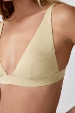 ETAM Triángulos|Top bikini triangular sin aros brillante DORADO