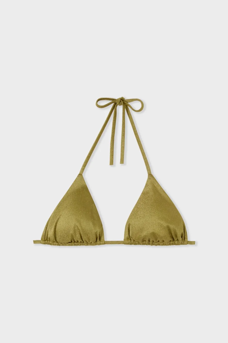 ETAM Triángulos|Top bikini triangular tejido brillante ANIS