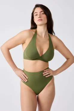 ETAM Con Aro|Top bikini triángulo con aros KAKI