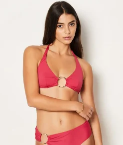 ETAM Triángulos|Top bikini triángulo con detalle de anillas La modelo mide 1m75 y viste S