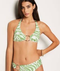 ETAM Triángulos|Top bikini triángulo con detalle de anillas La modelo mide 1m75 y viste S