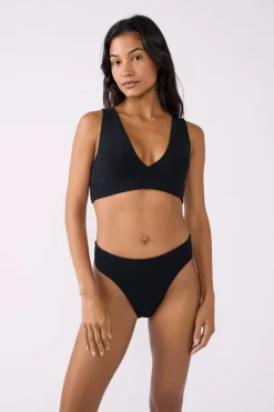 ETAM Triángulos|Top bikini triángulo en material elástico NEGRO