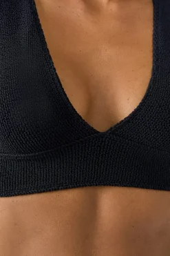 ETAM Triángulos|Top bikini triángulo en material elástico NEGRO